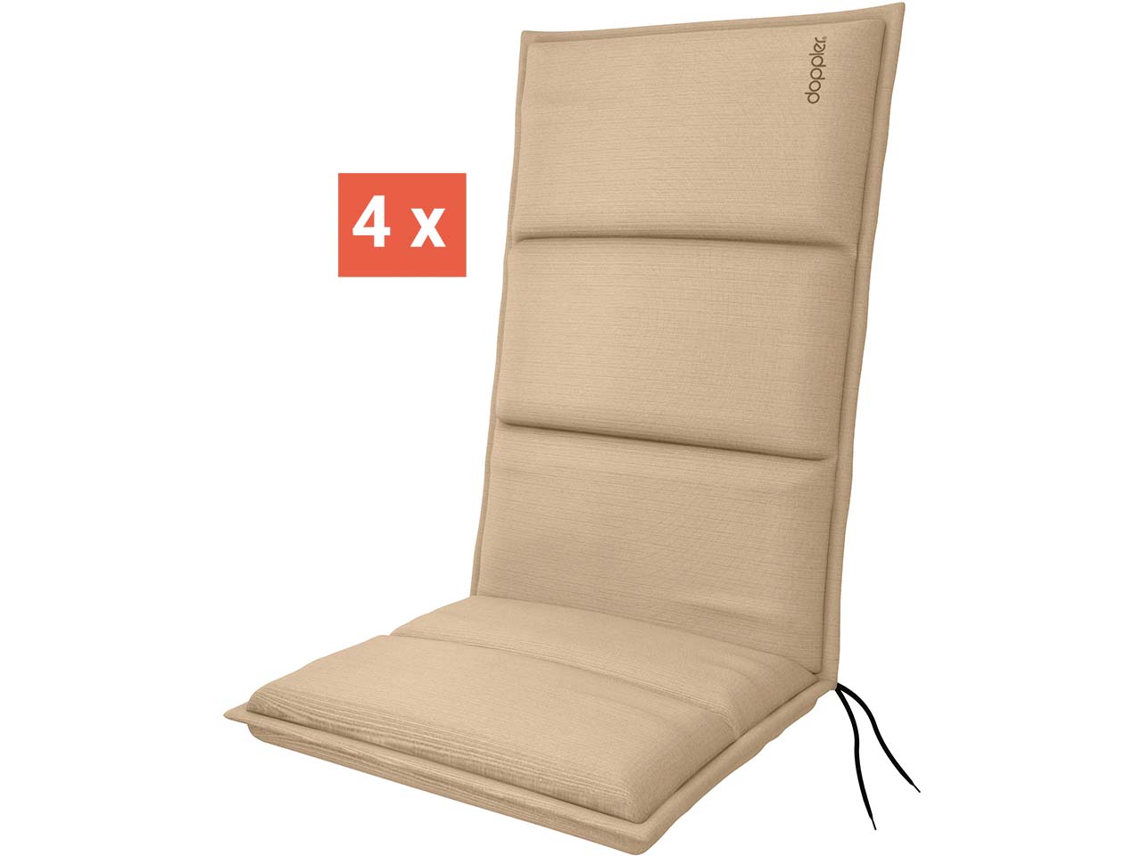 doppler Auflage "CITY" für Hochlehner, 4er-Pack, 119x48x6 cm, Polyester, sand