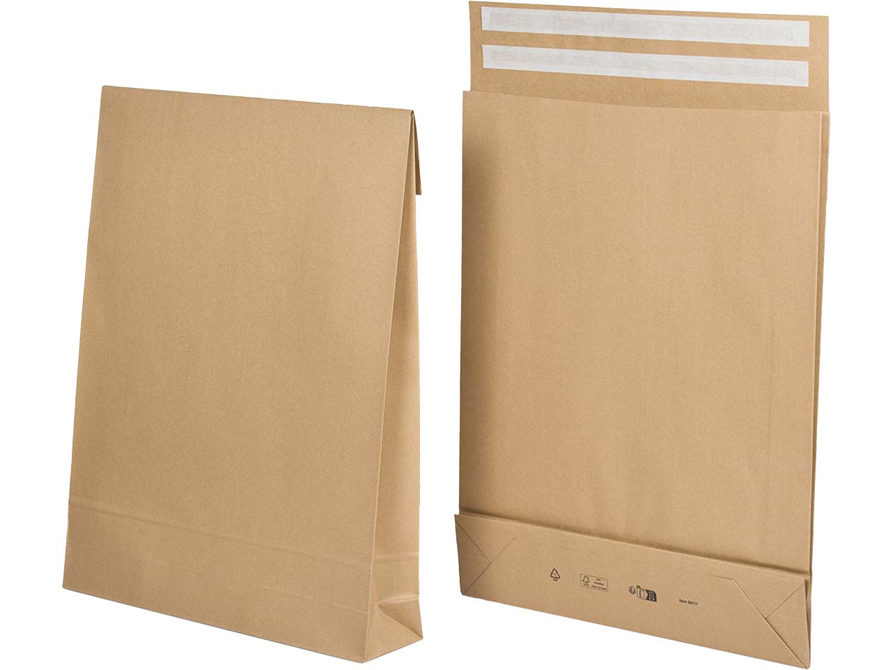 Bong 100 Versandtaschen "e-Green" 570x450x100 mm, 2xHK, braun 110 g/m²
