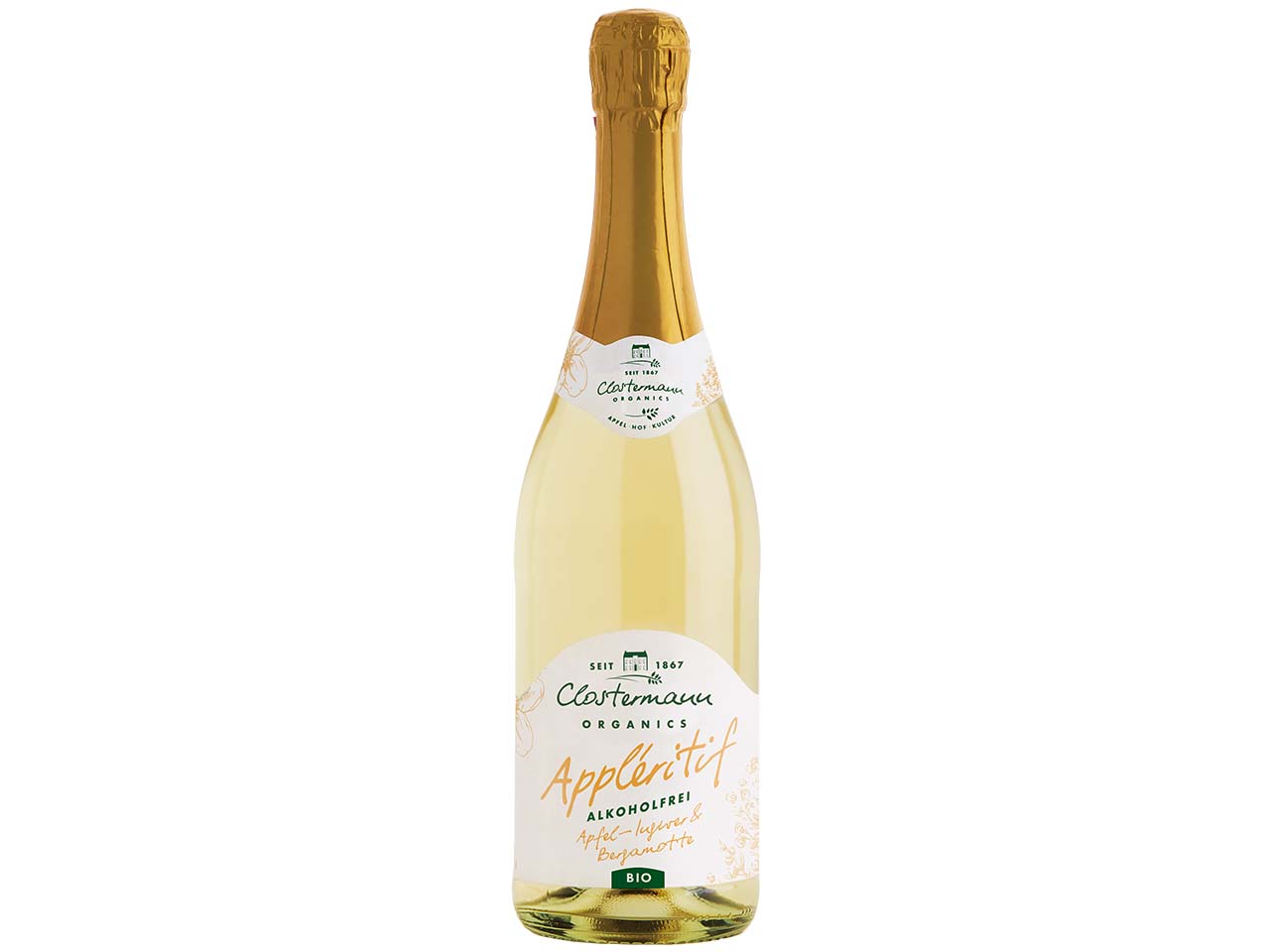 Clostermann Alkoholfreier Bio-Appléritif Apfel-Ingwer & Bergamotte, 0,75 l