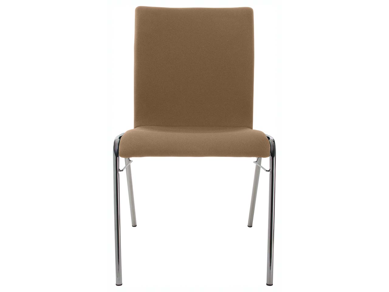 Besucherstuhl 'A45' Buche, Gestell verchromt, Steg, Vollpolster braun