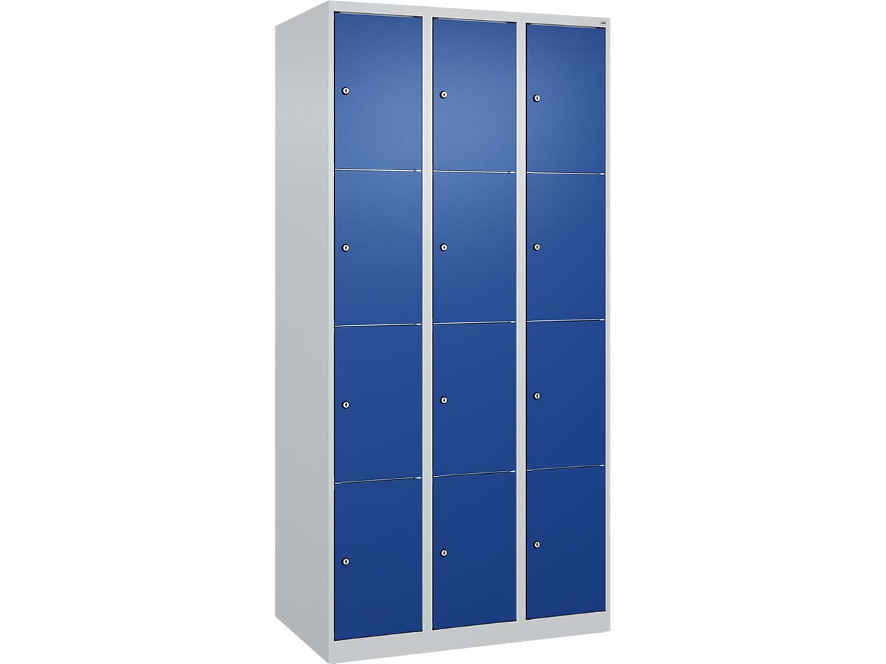 C+P Schließfachschrank Classic PLUS, 12 Fächer, 1850x900x500mm, Lichtgrau/Enzianblau