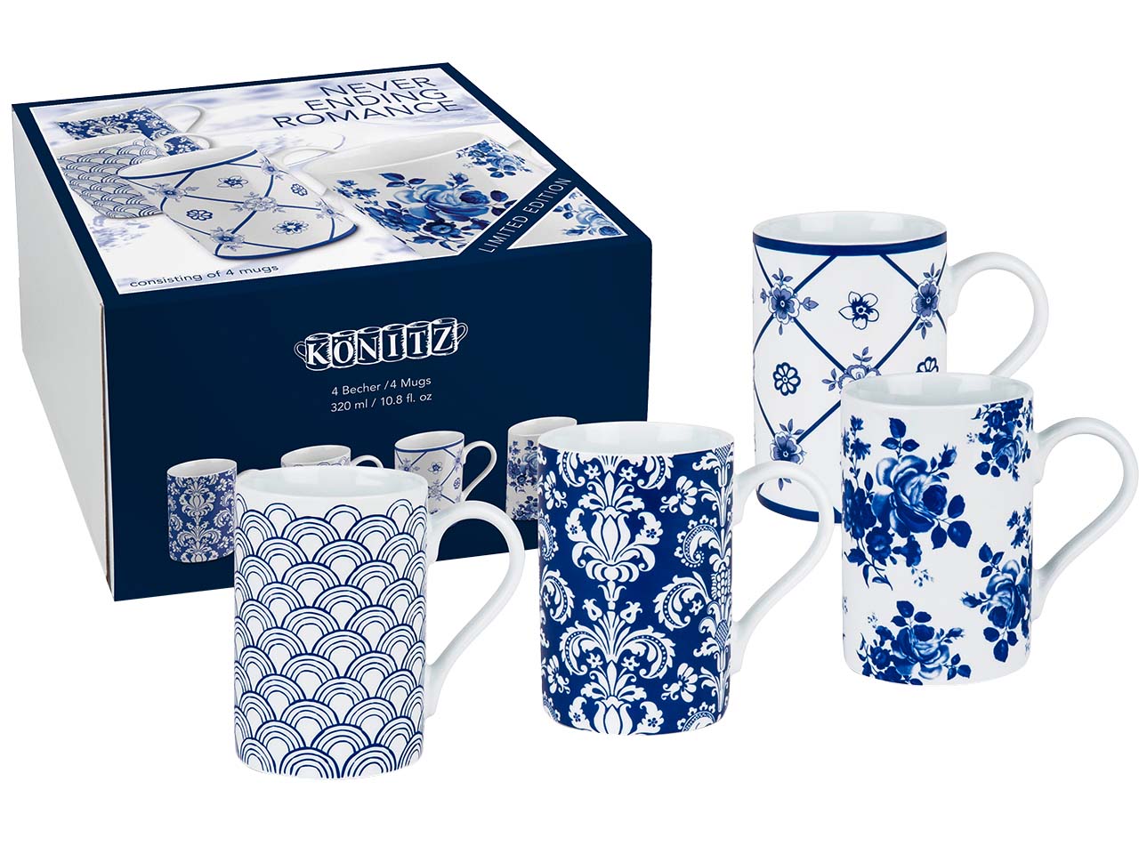 Könitz Tassen 4er-Set "Never ending Romance"