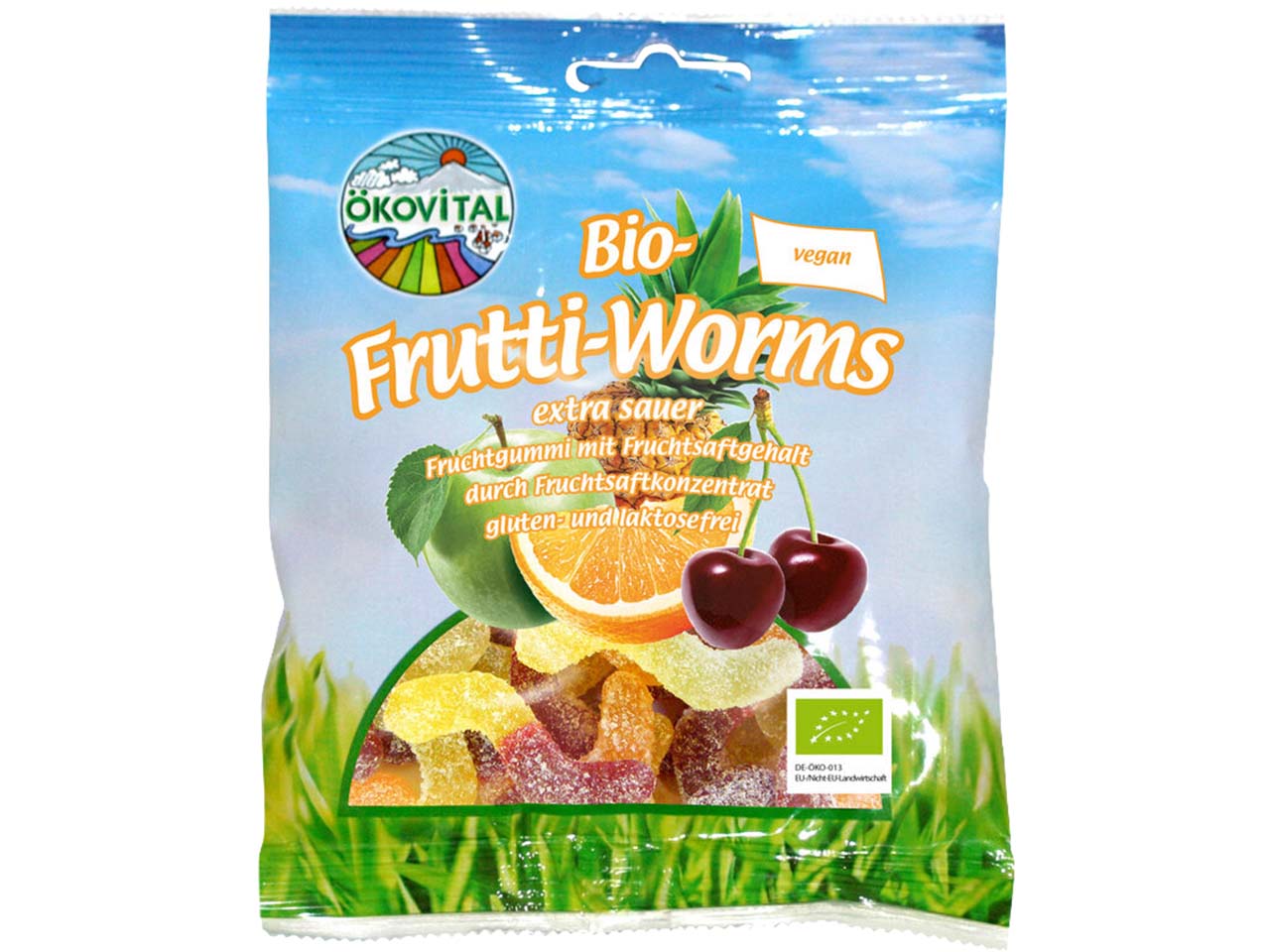 ÖKOVITAL Vegane Bio-Fruchtgummi "Frutti-Worms", 80 g