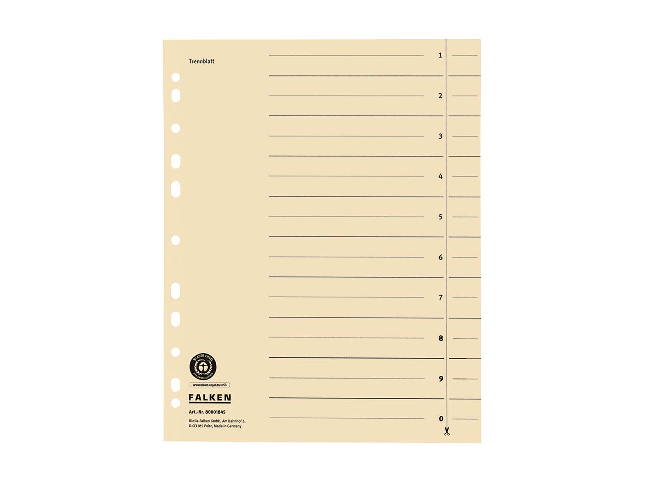 50 Falken Trennblätter mit Randverstärkung chamois 4-fach Lochung