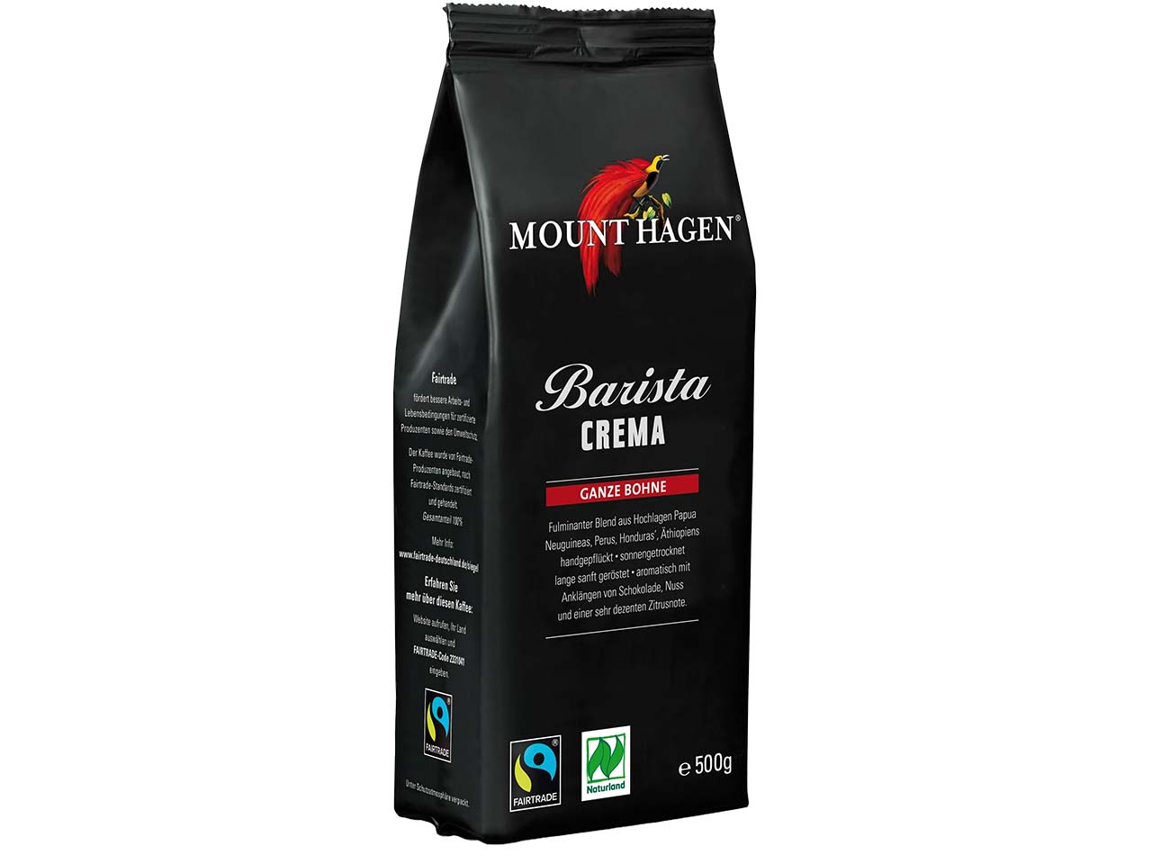 Mount Hagen Bio-Kaffee Arabica 'Barista' Crema, ganze Bohnen, 500 g