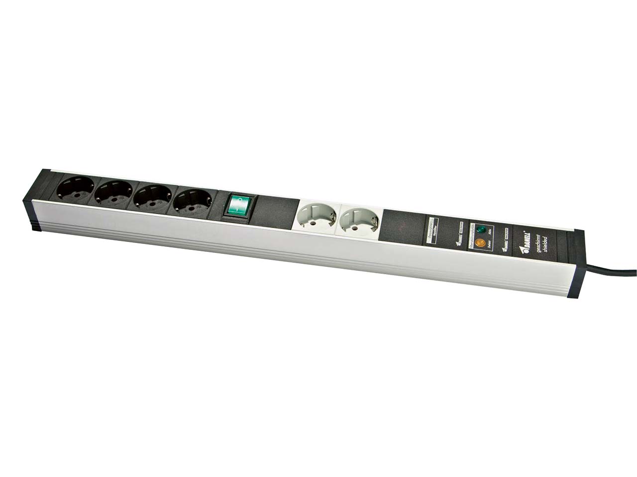 Geschirmte PC-Leiste 6-fach ÜSS, Netzfilter, 2m Zuleitung