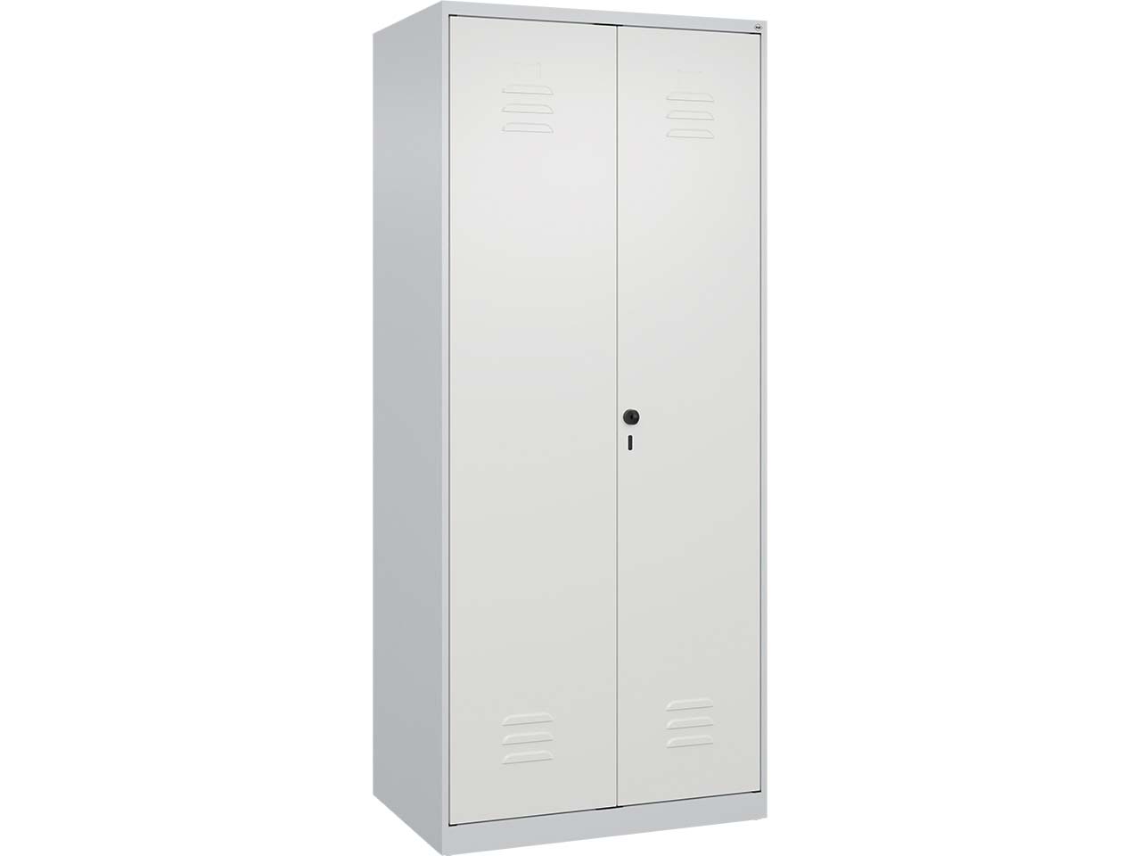 C+P Wäsche-/Garderobenspind Classic PLUS,2 Abteile, 1850x800x500mm, Lichtgrau/Verkehrsweiß