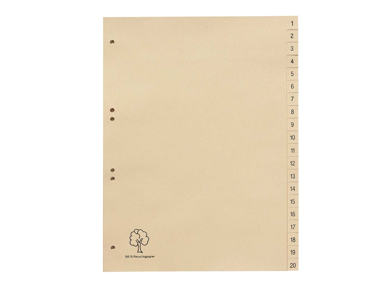 Register aus Tauenpapier 1-20, DIN A4