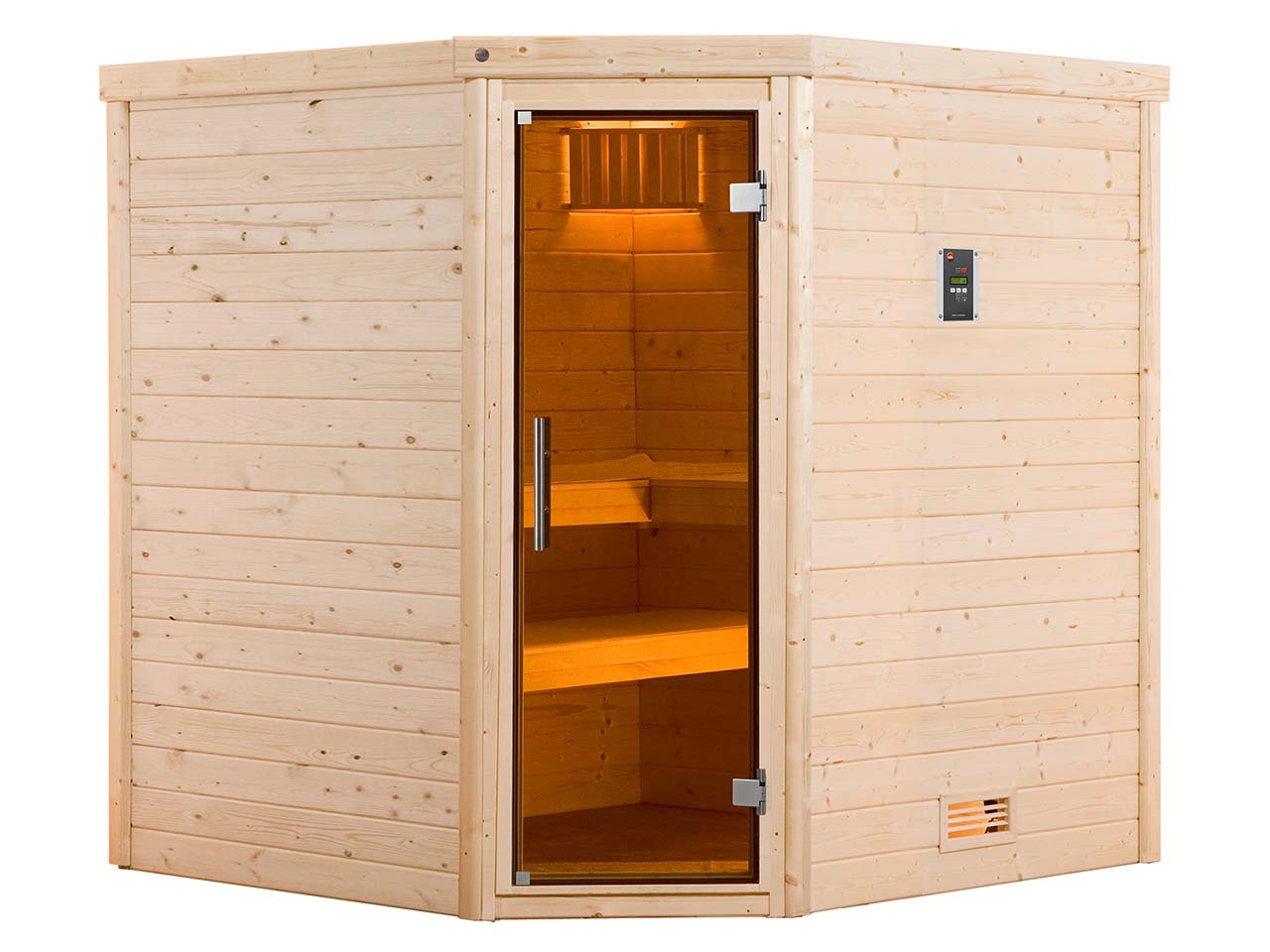 weka Massivholzsauna "Turku" mit Glastür, inkl. 7,5 kW Saunaofen "Klassik"