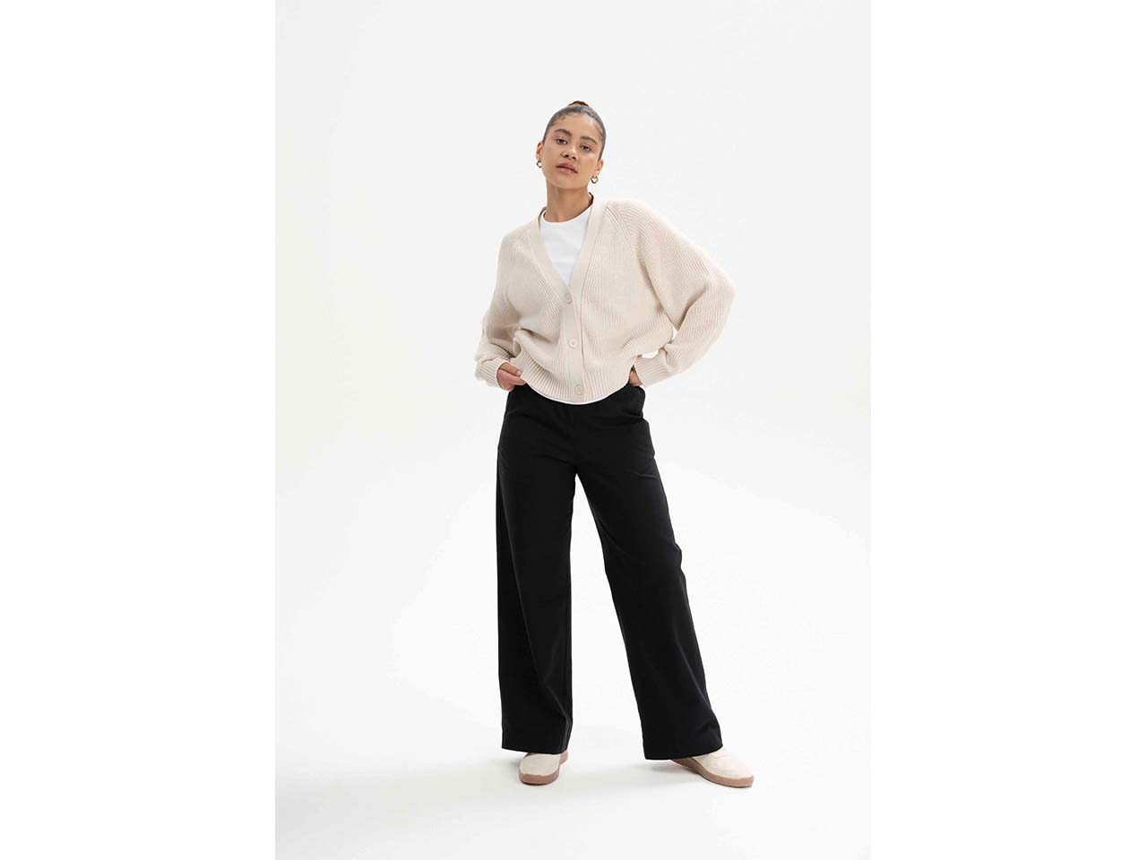 MELA Bio-Damen-Rippstrick-Cardigan 'BHUMA' mit Raglan-Ärmel, creme melange, Gr. S