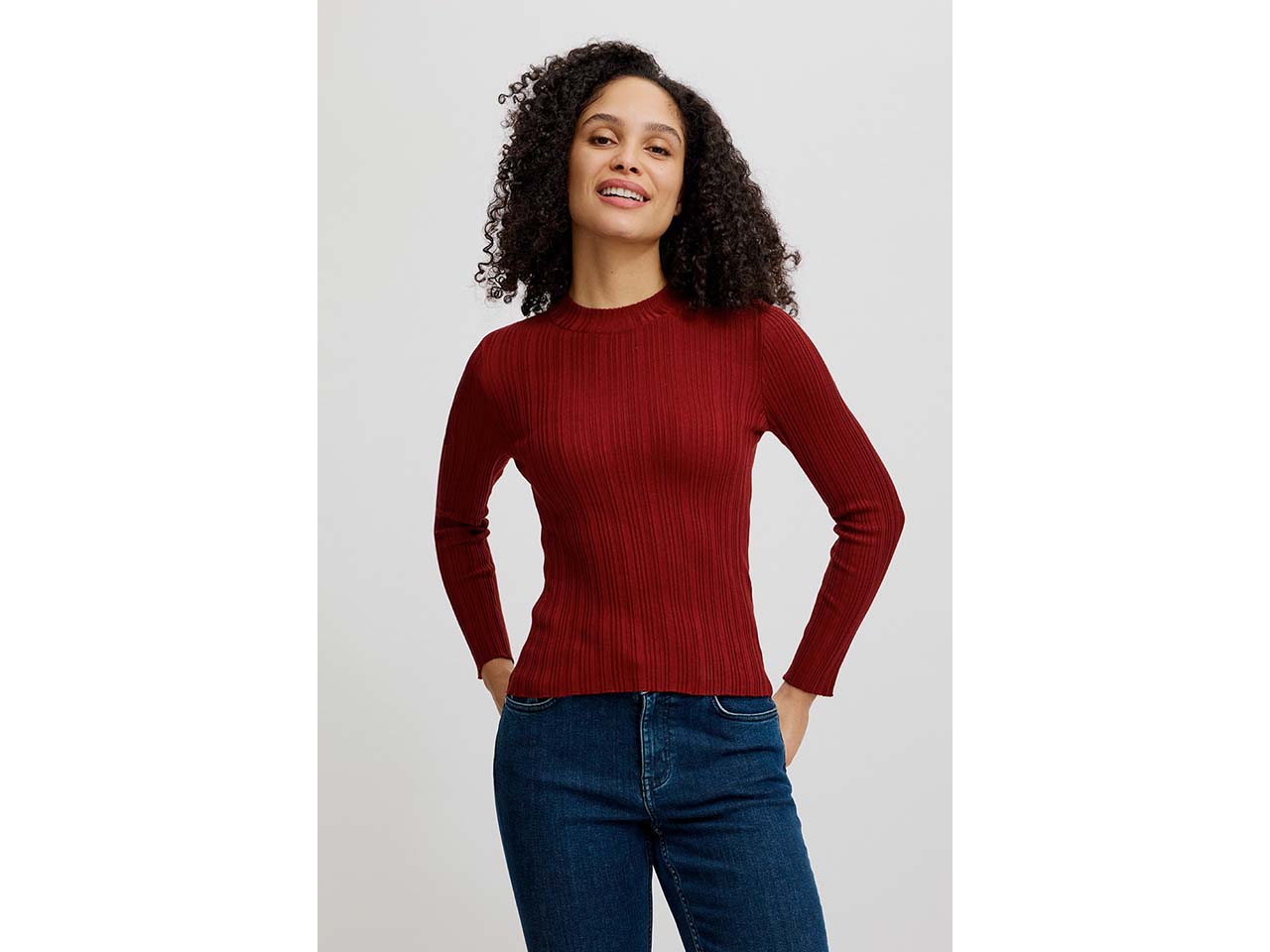 tranquillo Damen-Langarmshirt mit Struktur, fired brick, Gr. S