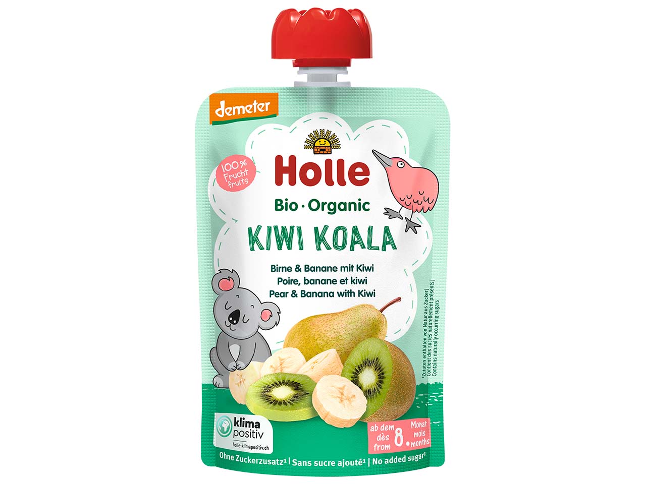 Holle Quetschie Bio-Fruchtmus "Birne, Banane, Kiwi", Kiwi Koala, ab 8. Monat, 100 g
