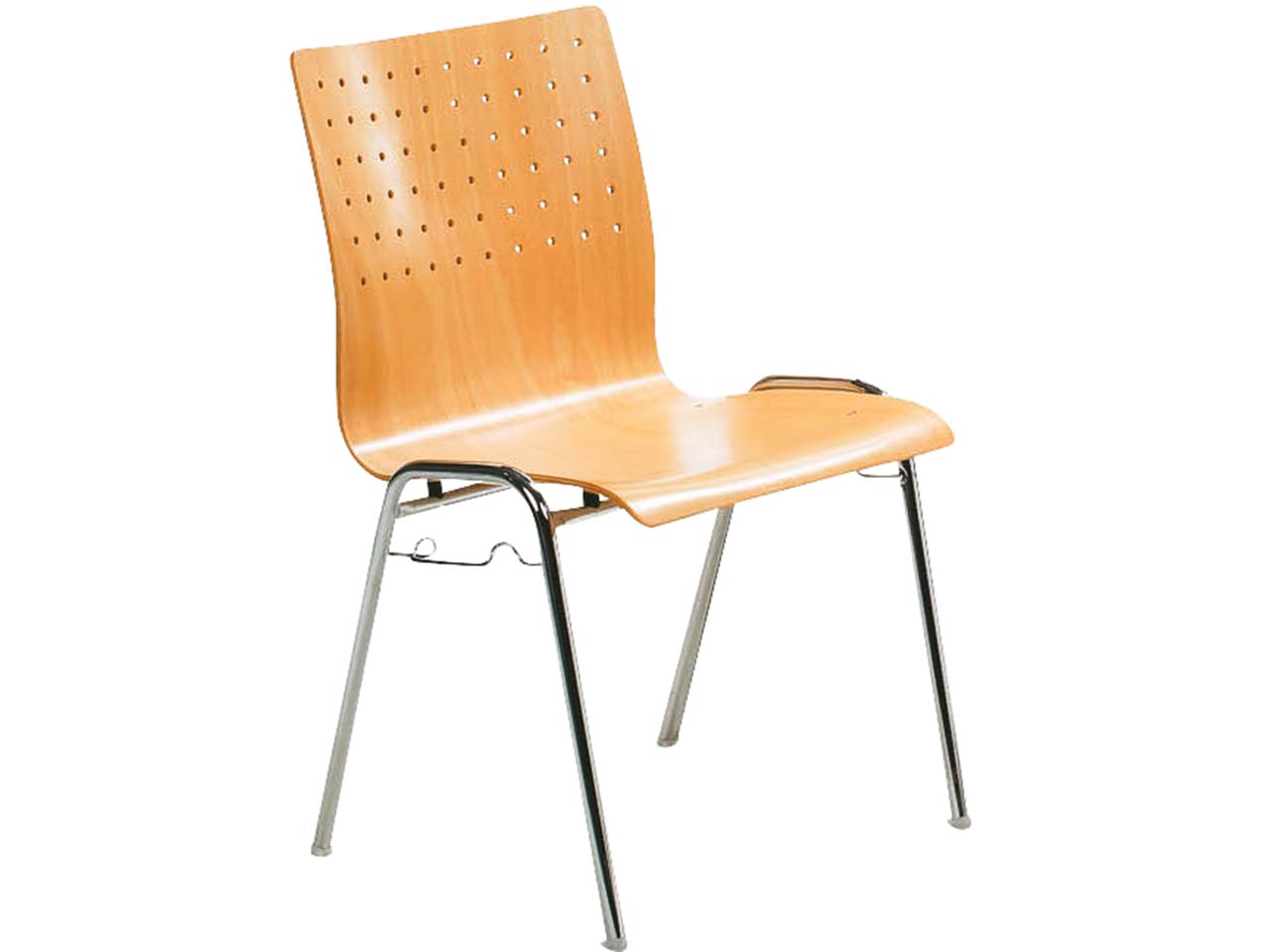 Besucherstuhl "2117" Buche lackiert, Gestell verchromt