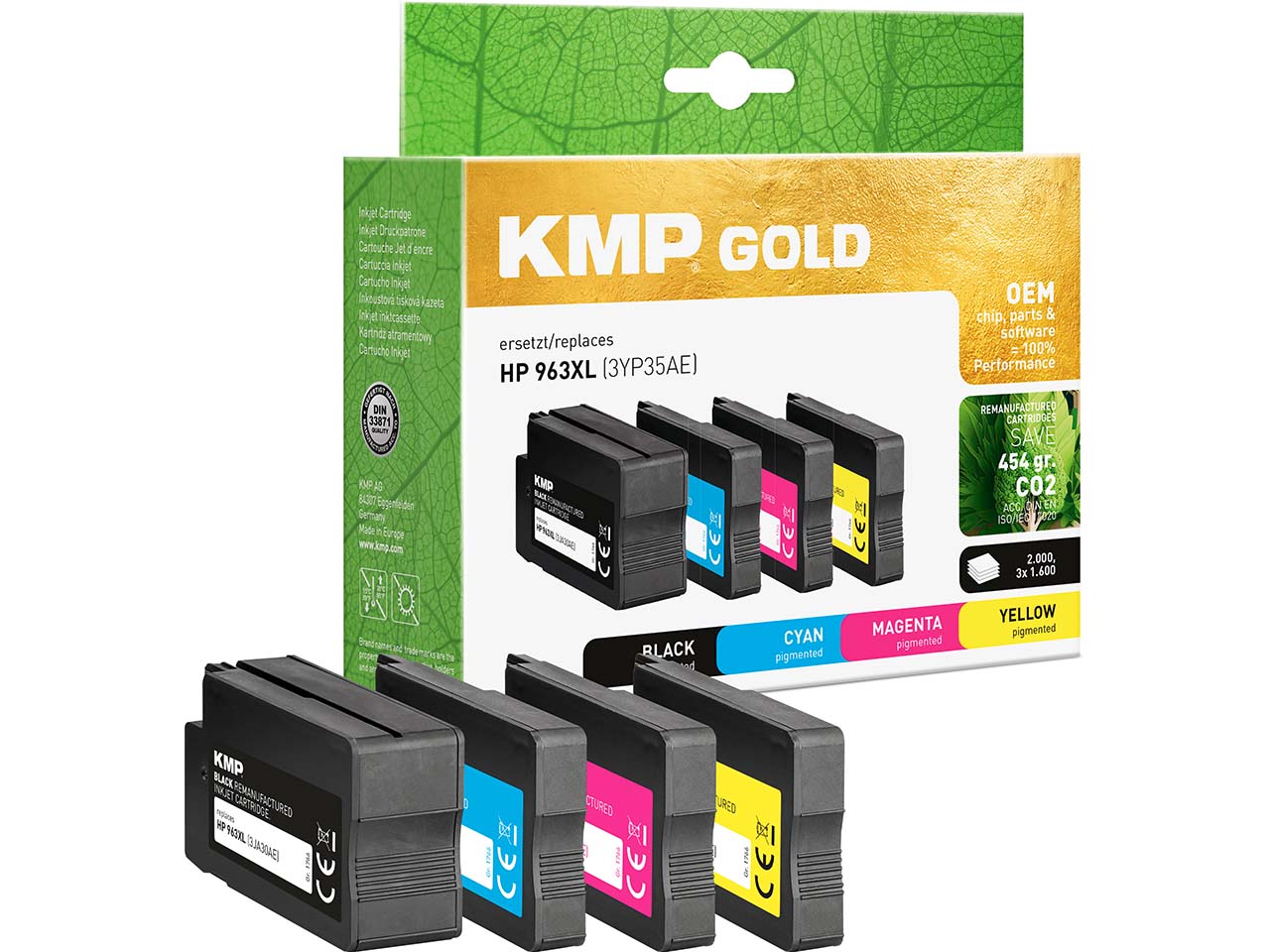 KMP Tintenpatrone ersetzt HP 4er Set 963XL schwarz, cyan, magenta, gelb