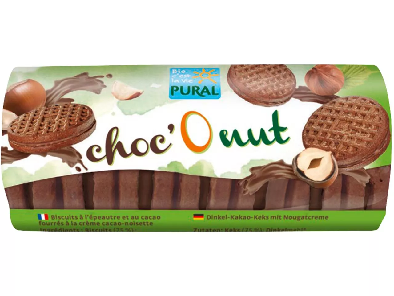 PURAL Bio-Dinkel-Doppelkeks mit Nougatcreme "Choc'O nut", 85 g