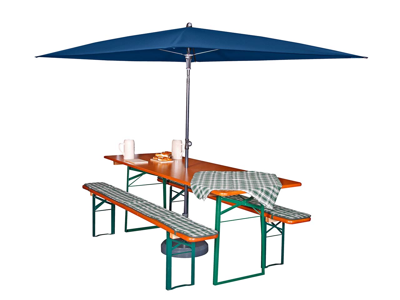 doppler Sonnenschirm für Biertischgarnitur 230 x 190 cm, dunkelblau