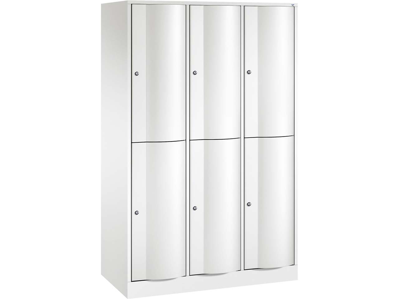 Schließfachschrank 3 Türme, H1950xB1148xT540mm, 2er, Verkehrsweiß