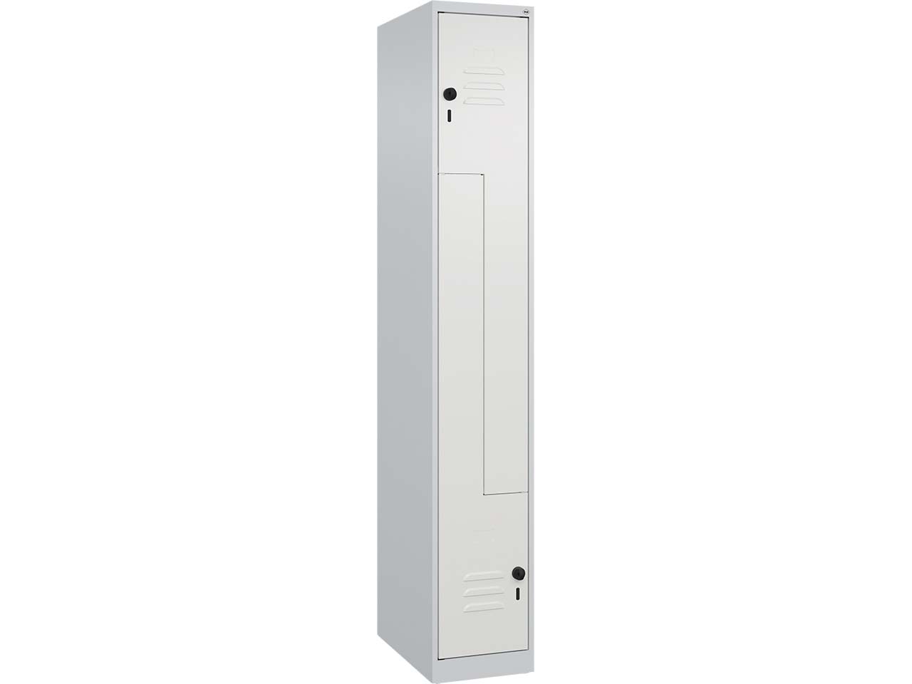 C+P Z-Spind Classic PLUS, 2 Fächer, 1850x300x500mm, Lichtgrau/Verkehrsweiß