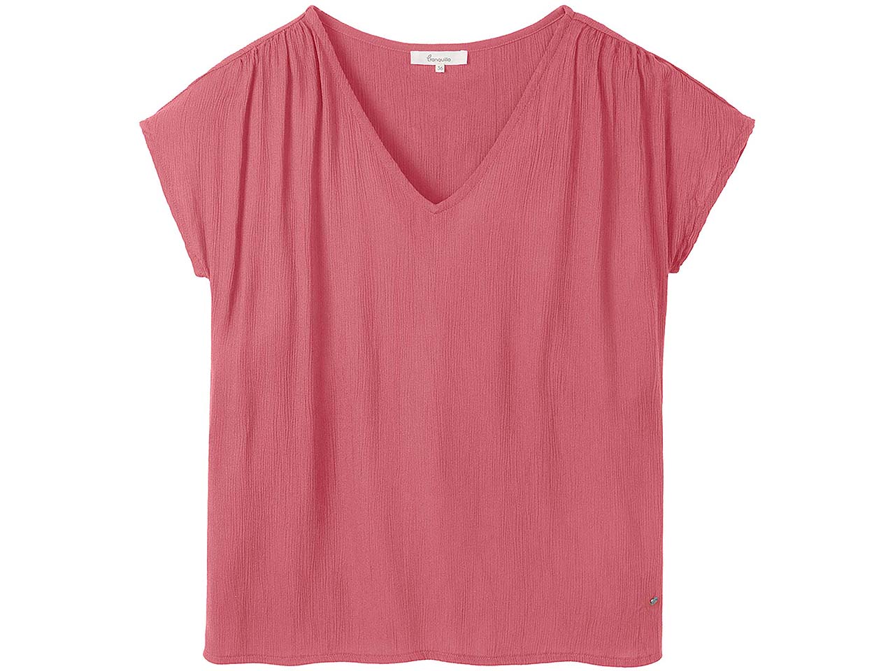 tranquillo Damen-T-Shirt mit dezenten Raffungen, rose wine, Gr. 36