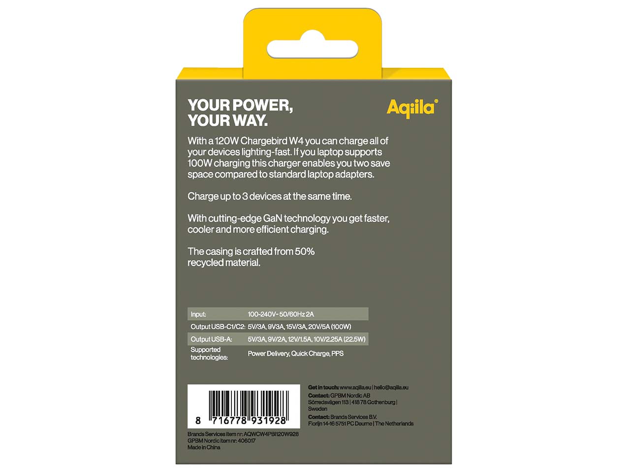 Aqiila USB Ladegerät und Ladeadapter "Chargebird W4"