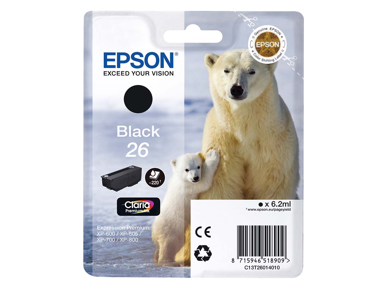 Epson Tintenpatrone T2601/ 26 schwarz