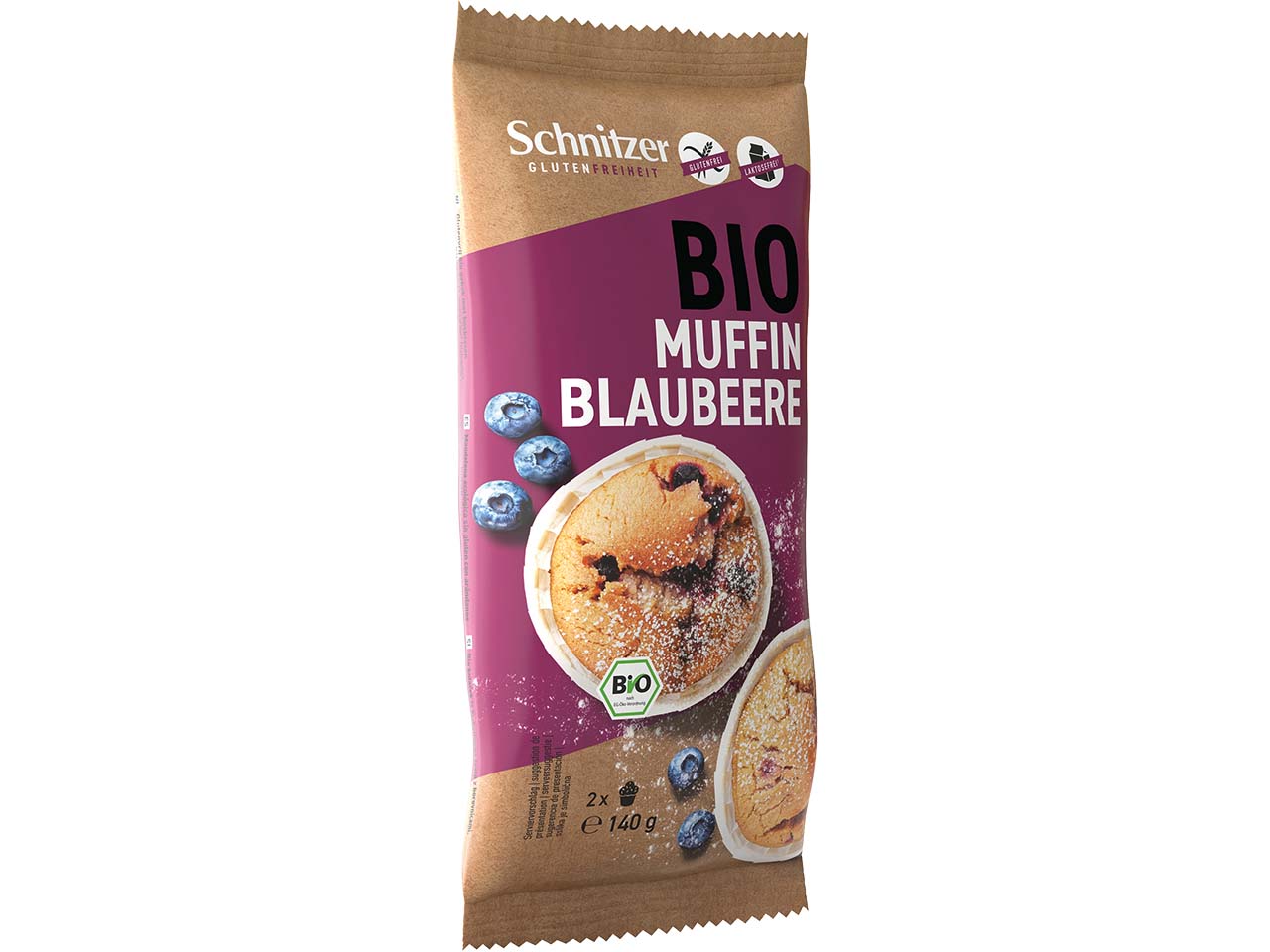 Schnitzer Bio-Muffin "Blaubeere", 2er-Pack, glutenfrei, 140 g