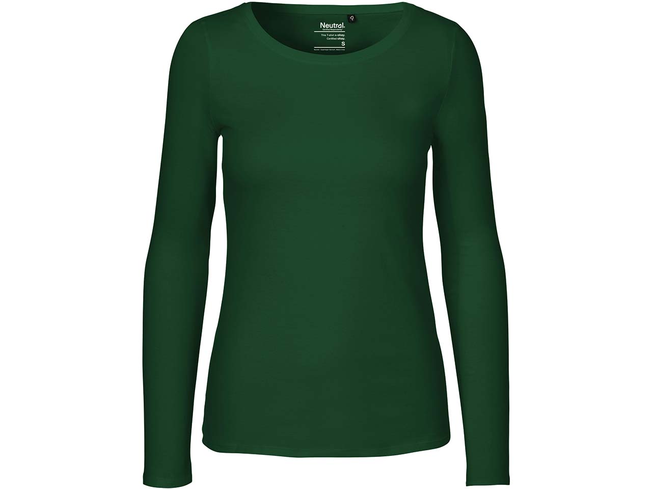 Neutral Bio-Damen-Langarmshirt mit Rundhalsaussschnitt bottle green, Gr. S