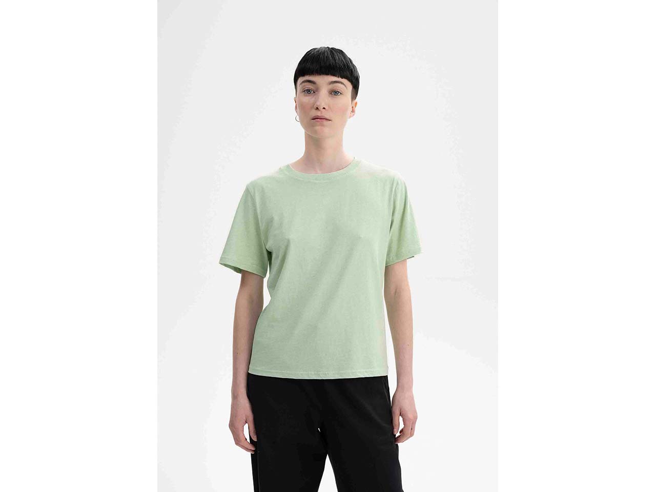 MELA Bio-Damen-T-Shirt "TANIKA" mit geripptem Rundhalsausschnitt, spring melange, Gr. S