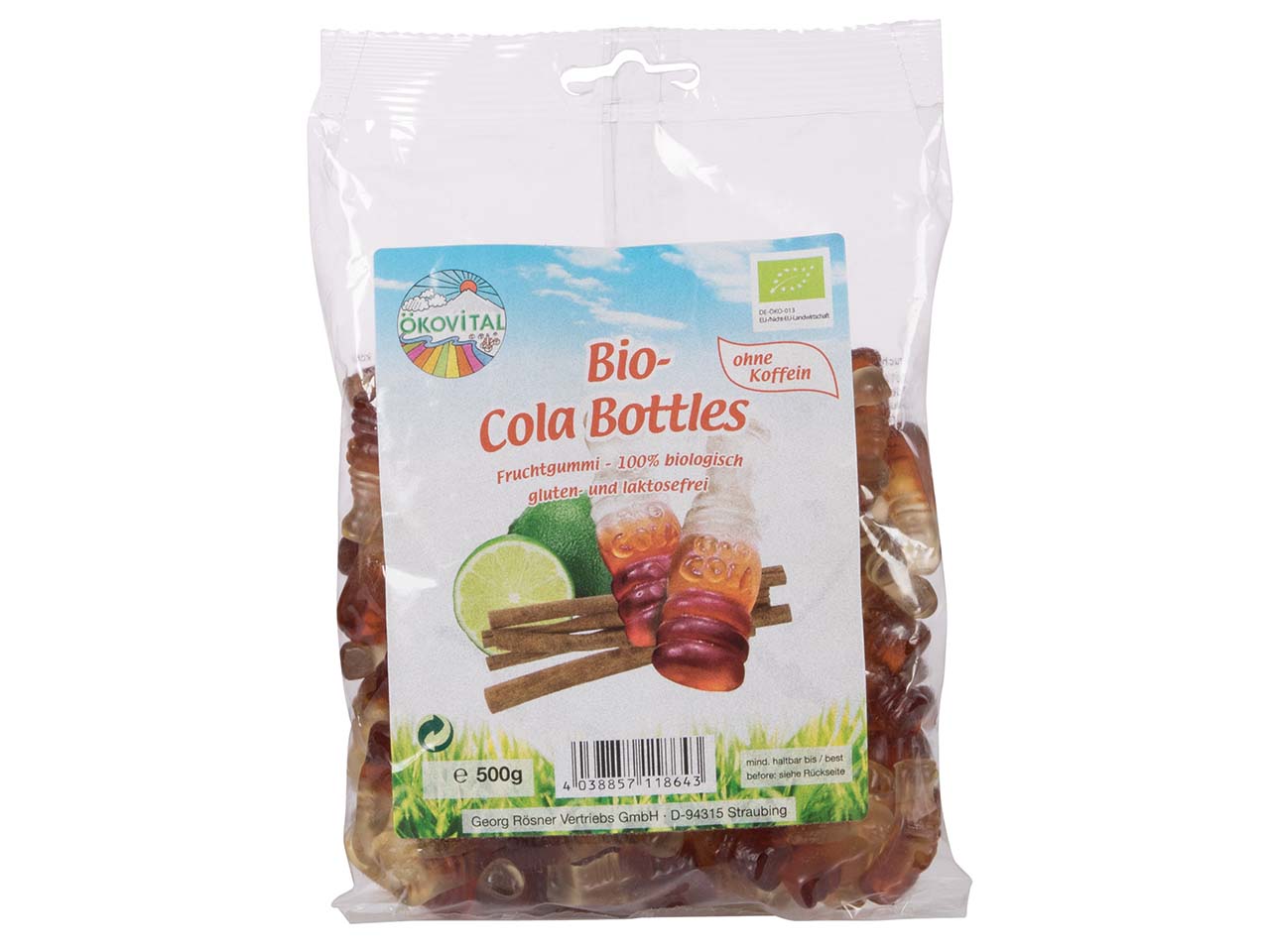 ÖKOVITAL Bio-Fruchtgummi Cola-Fläschchen "Cola Bottles", 500 g