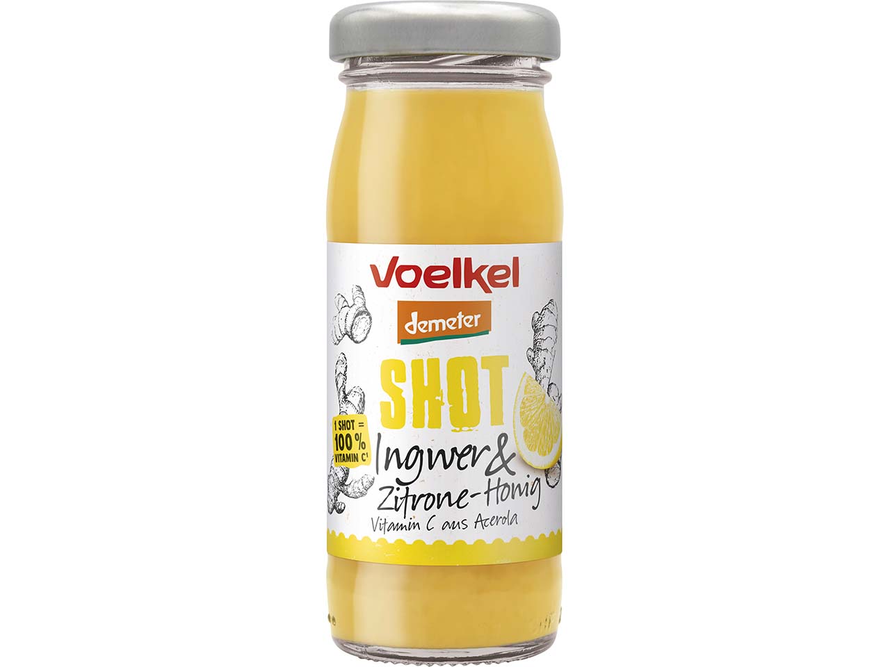 Voelkel Bio-Shot Ingwer & Zitrone, Honig mit Apfelsaft, 95 ml