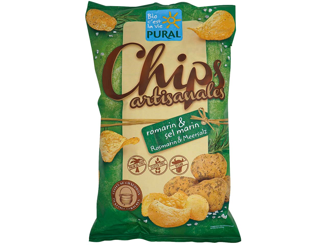 Pural Bio-Kartoffelchips "Rosmarin und Meersalz", 120 g