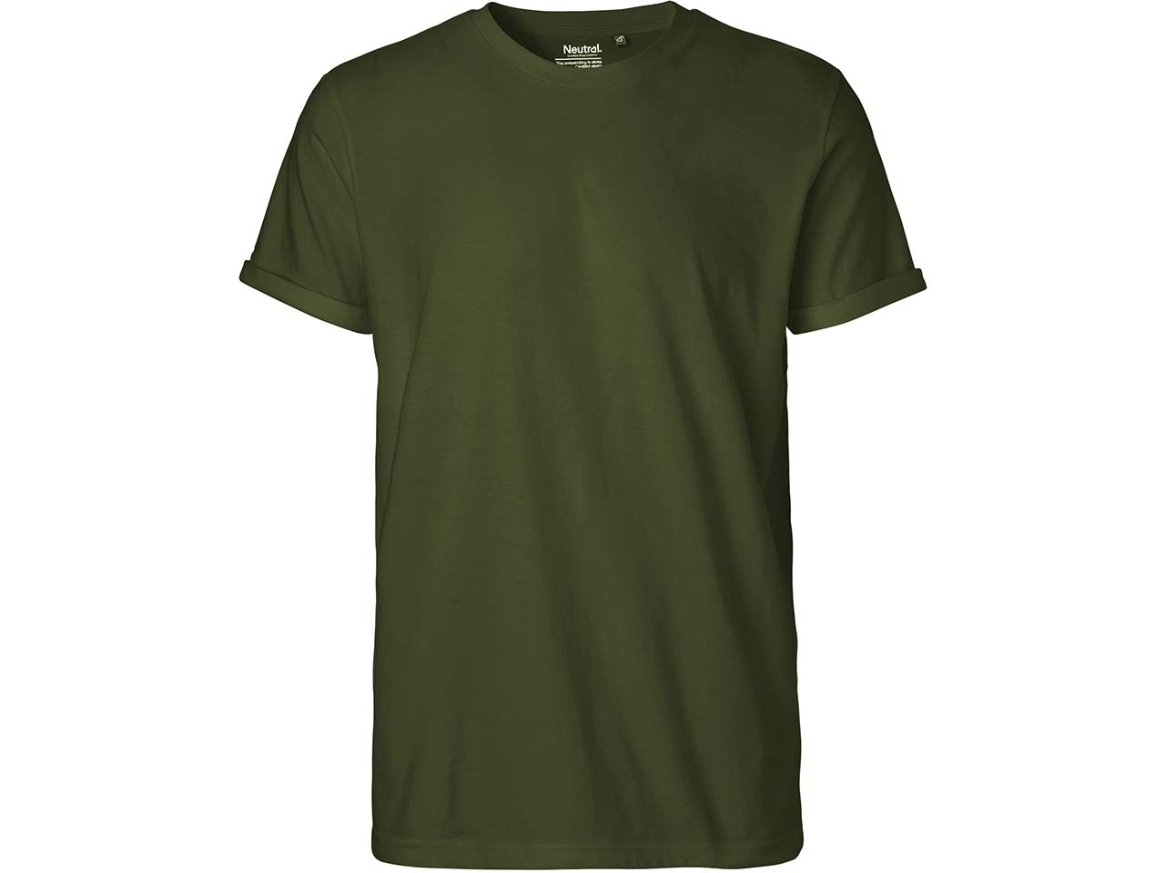 Neutral Bio-Herren-T-Shirt mit Roll-Up-Ärmeln, military, Gr. L