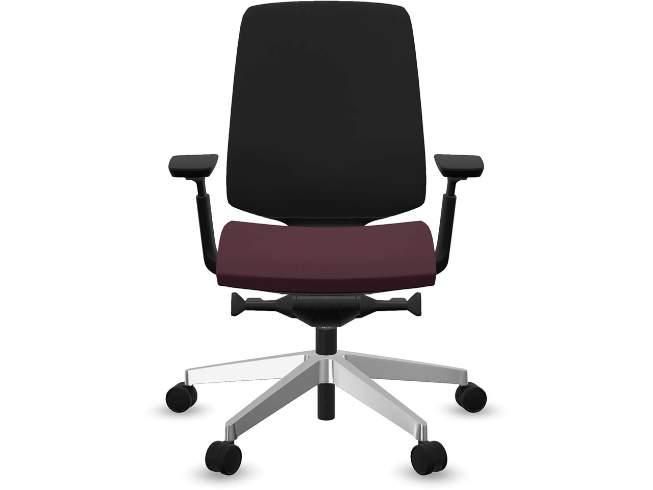 Profim Bürodrehstuhl "LIGHT UP" mit Armlehnen, Gestell: silber, Sitz: bordeaux