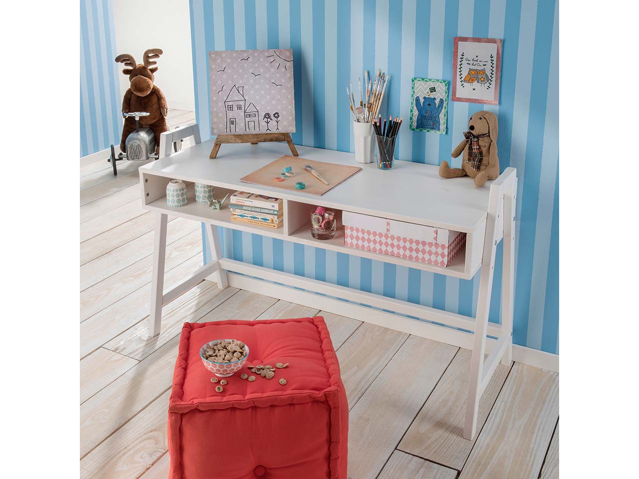 Kinderschreibtisch 'Leonie', höhenverstellbar, Kiefer weiß