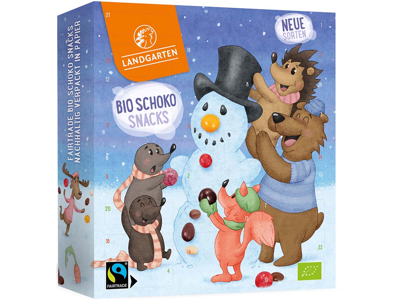 Landgarten Bio-Adventskalender mit schokolierten Snacks, 380 g