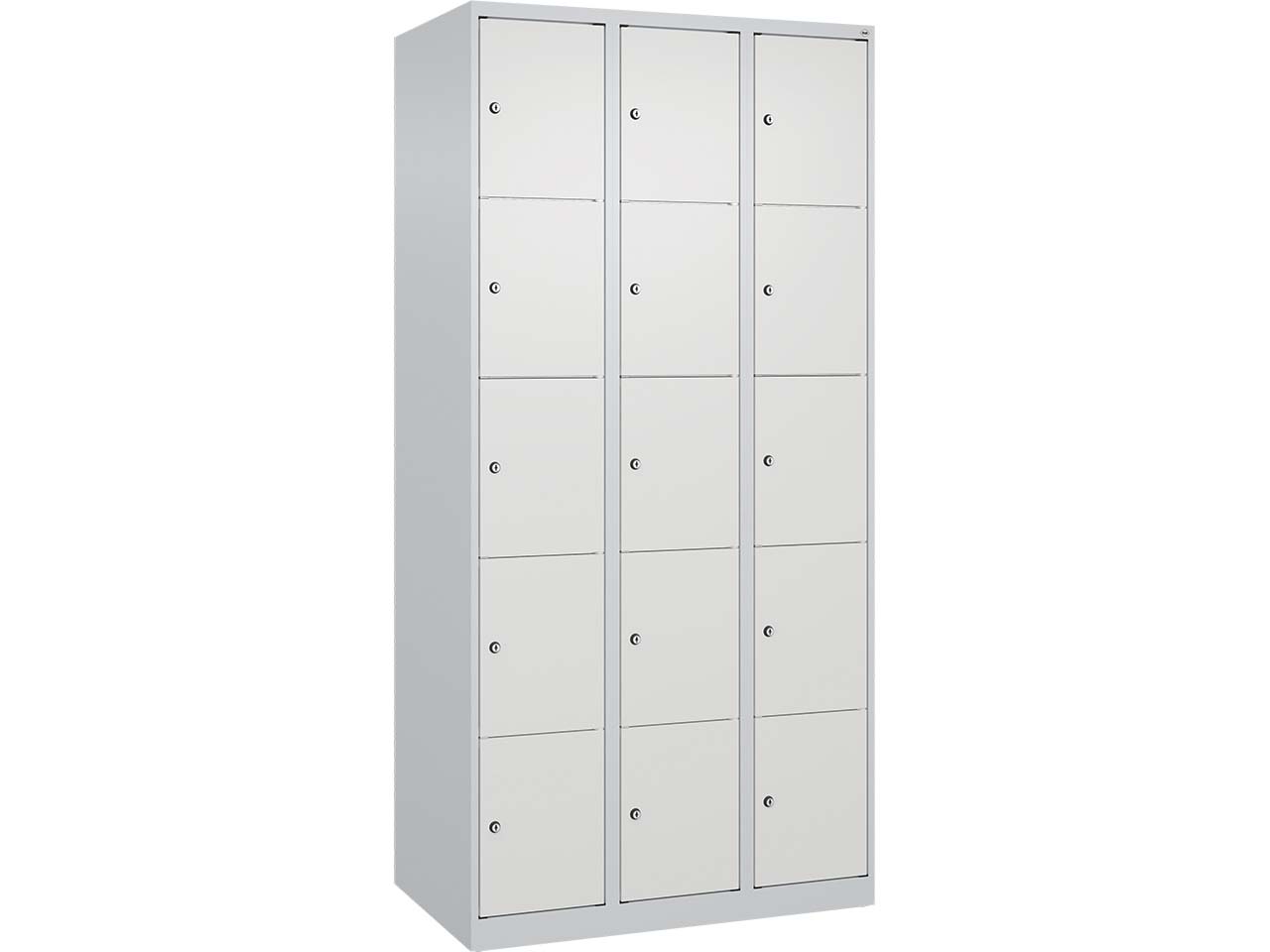 C+P Schließfachschrank Classic PLUS, 15 Fächer, 1850x900x500mm, Lichtgrau/Verkehrsweiß