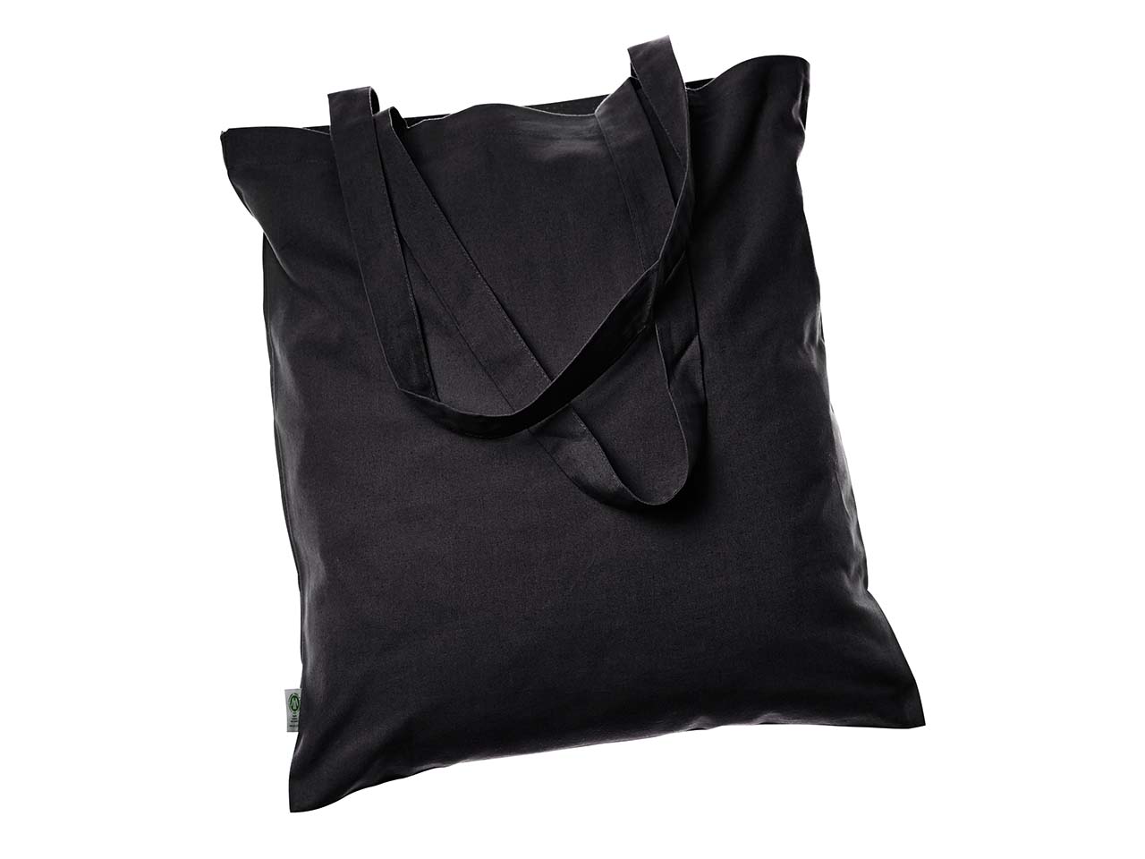memo Bio-Baumwoll-Tragetasche, mit Fairtrade-Siegel,schwarz,38x42cm, langen Henkel