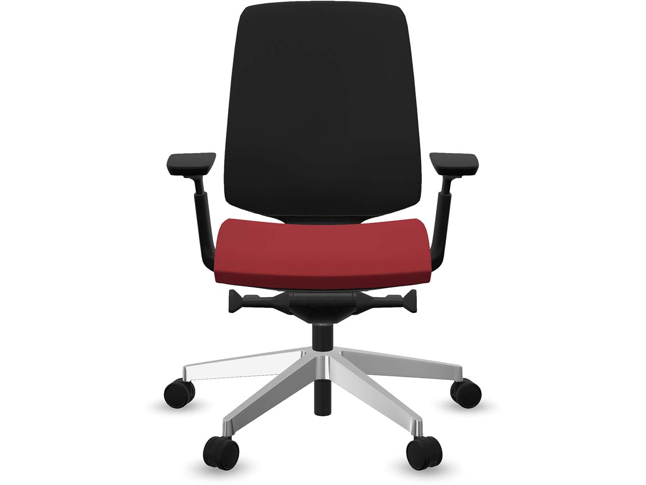 Profim Bürodrehstuhl "LIGHT UP" mit Armlehnen, Gestell: silber, Sitz: rot