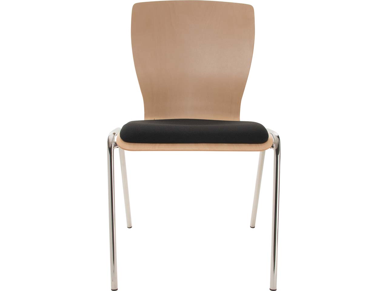 Besucherstuhl "A29" Buche, Gestell verchromt, Sitzpolster schwarz