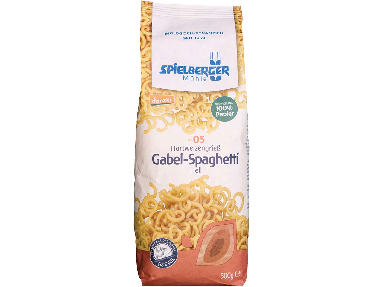 Spielberger Mühle Bio-Gabel-Spaghetti Hartweizengrieß, 500 g