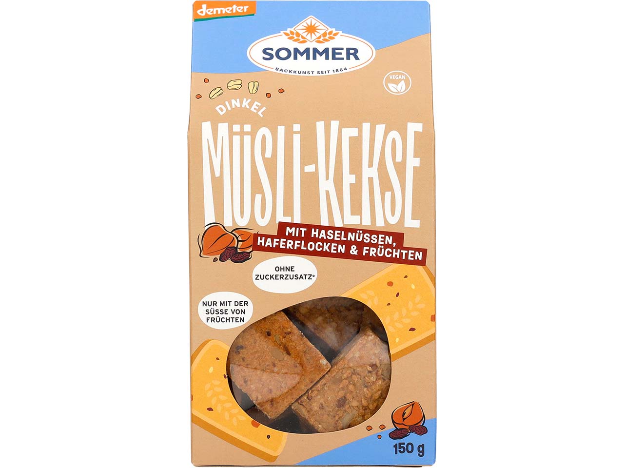 SOMMER Bio-Müsli-Keks aus Dinkel mit Haselnüssen, 150 g
