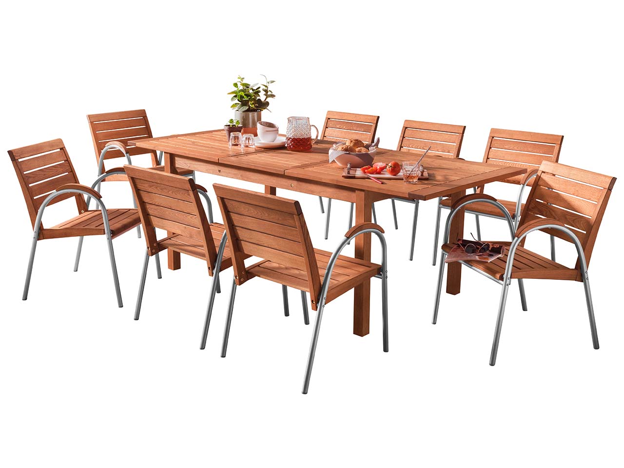 Gartenmöbel-Set 'Solano' 9-teilig, 8 Stühle, 1 Tisch 170/220 x 90 cm