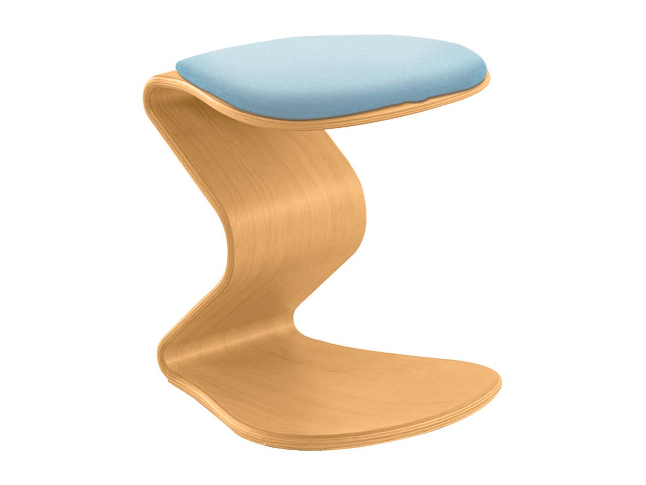 Bewegungshocker "Ercolino small" mit flachem Sitz, Buche, blau