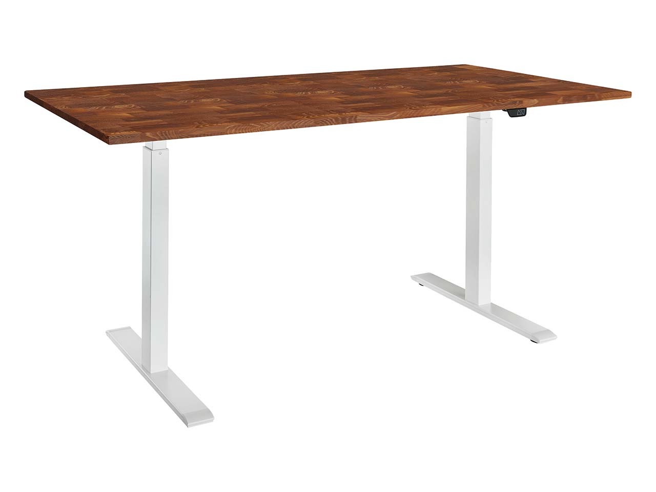 memo Höhenverstellbarer Schreibtisch "ON" weiß, Robinie massiv, B 140 x T 60 cm