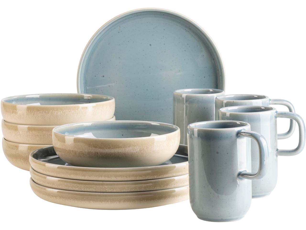 Mäser Frühstücksset 12-tlg. "Candy" Steinzeug, blau