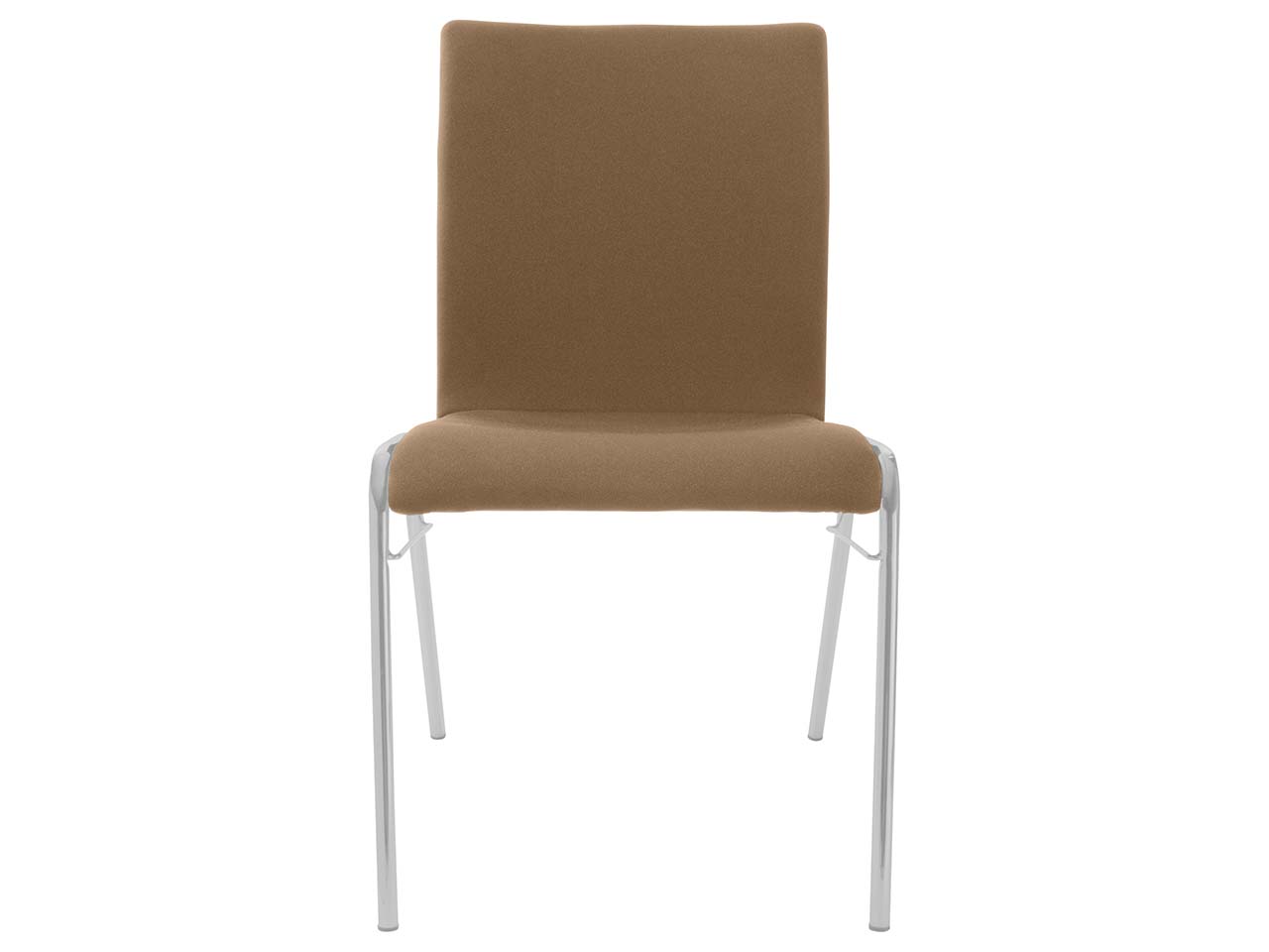 Besucherstuhl 'A45' Buche, Gestell silber, Steg, Vollpolster braun