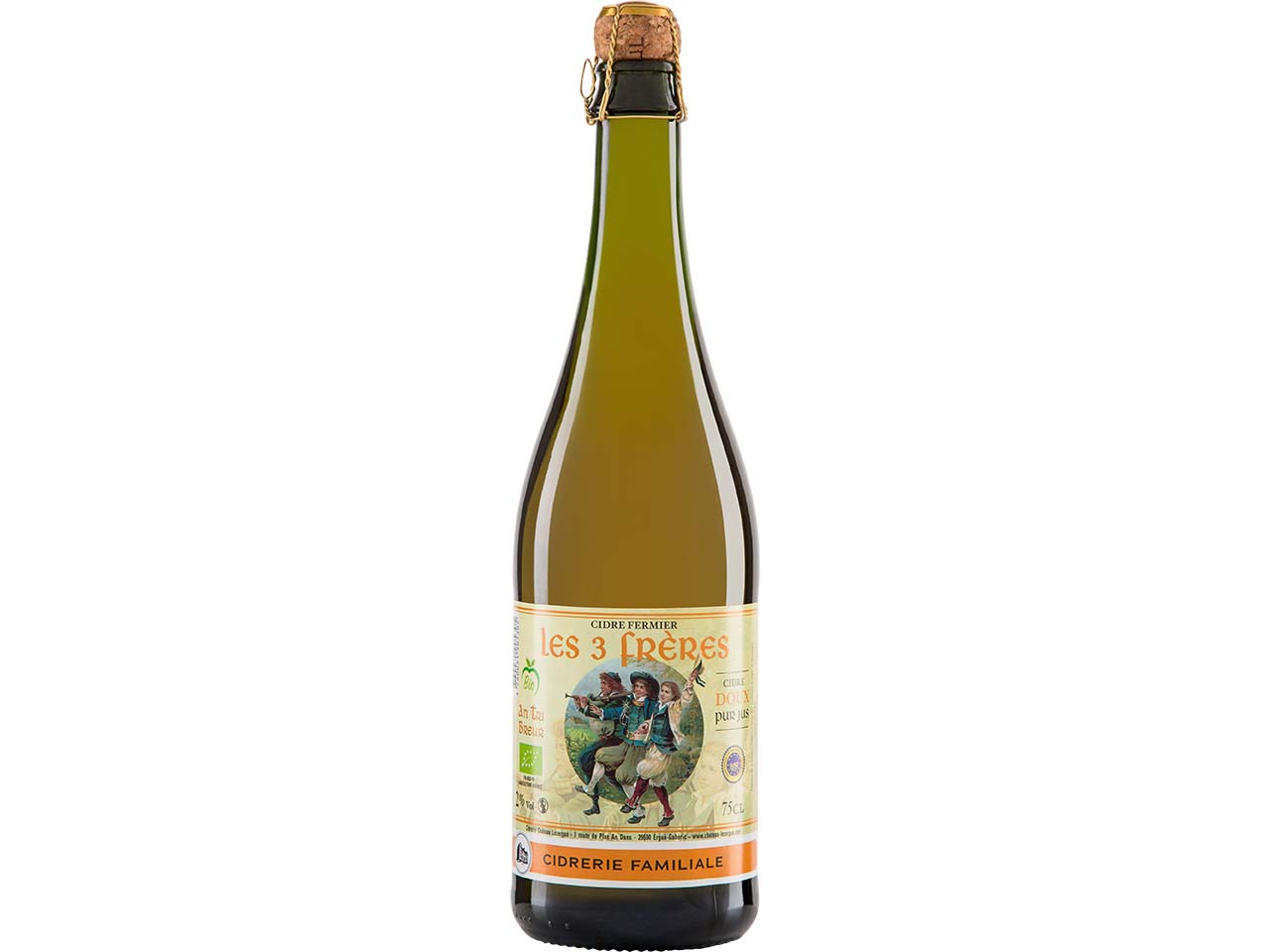 Bio-Cidre LES 3 FRÈRES Cidre fermier Doux, 0,75 l