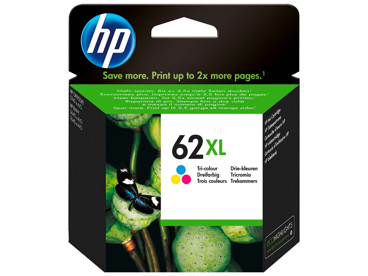 hp Tintenpatrone C2P07AE, Nr. 62XL color