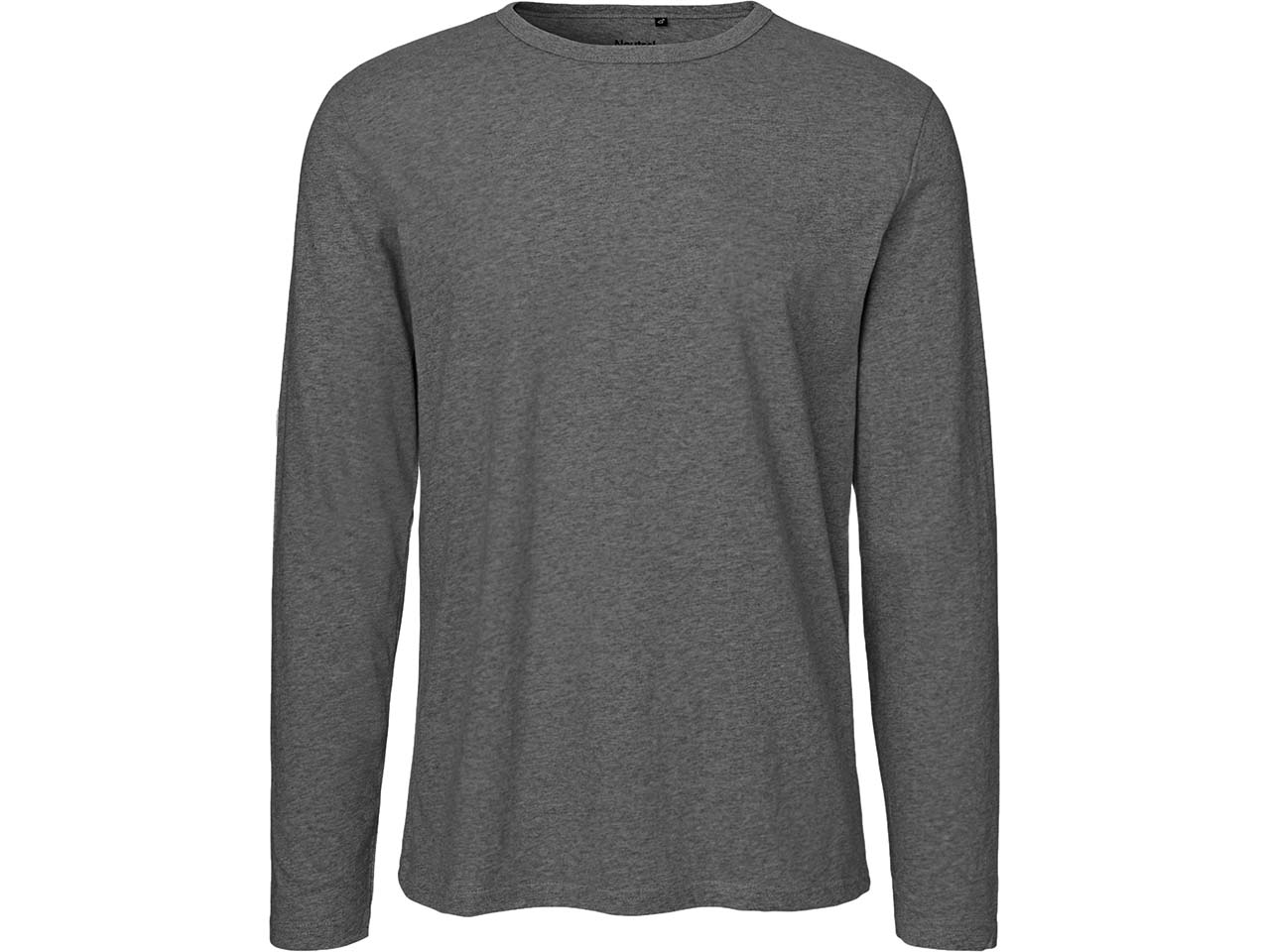 Neutral Bio-Herren-Langarmshirt mit Rundhalsaussschnitt dark heather, Gr. L