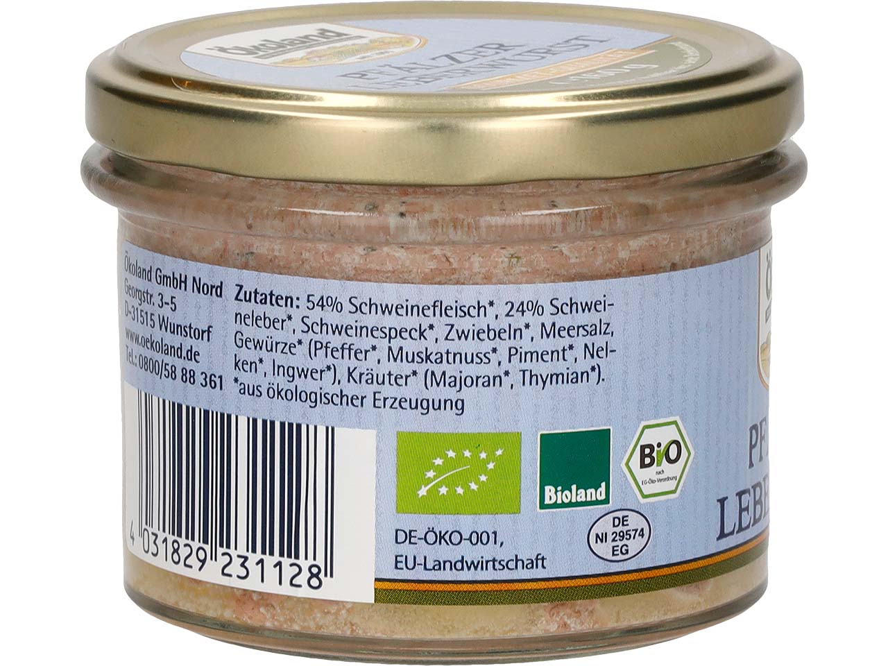 Ökoland Bio-Pfälzer-Leberwurst, 160 g